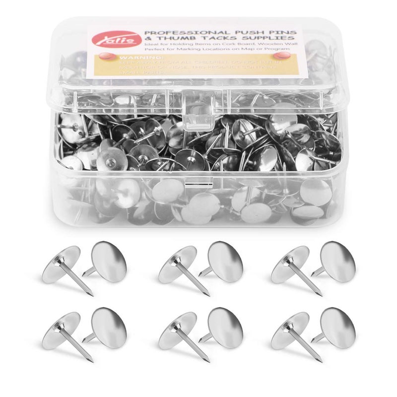 Yalis Thumb Tacks 500-count, 3/8-inch Steel Roundness Push Pins Office Tacks for Corkboard (Silver) - Image 1